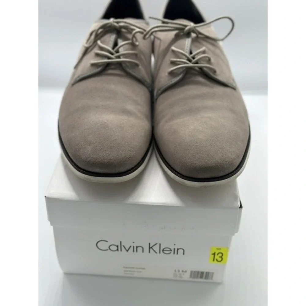 Calvin Klein Brodie‎ Grey Suede Lace Up Oxford Dress Shoes 13M Preppy 06-04